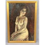 HEINZ GALLETZ: A nude study, oil on board, signed and dated London, '62, approx 49cm x 74cm