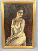 HEINZ GALLETZ: A nude study, oil on board, signed and dated London, '62, approx 49cm x 74cm