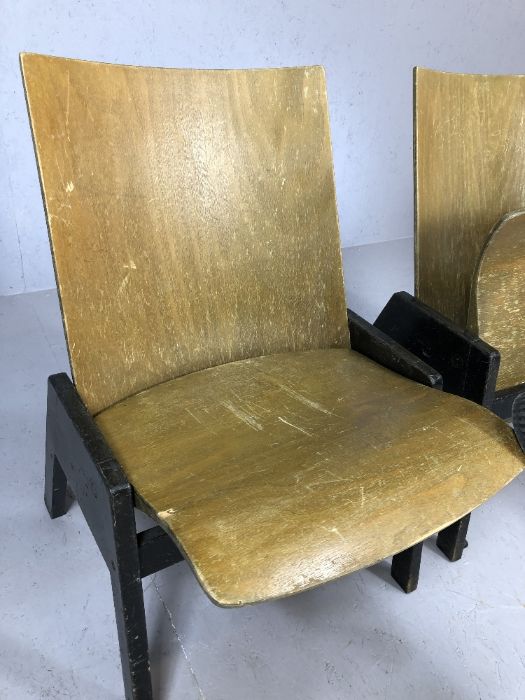 Pair of vintage / retro wooden chairs with folding seats, each approx 75cm in height at back - Image 2 of 5