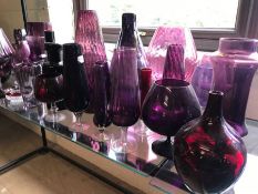 Large collection of modern purple coloured glassware, circa 33 pieces