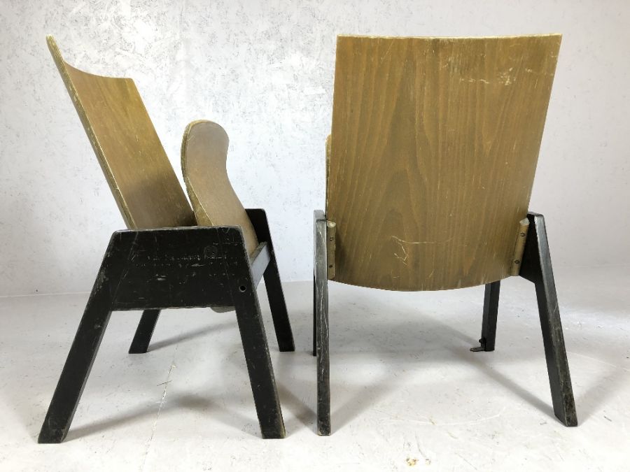 Pair of vintage / retro wooden chairs with folding seats, each approx 75cm in height at back - Image 5 of 5