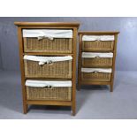 Pair of chests with three basket drawers, each approx 51cm x 33cm x 80cm tall