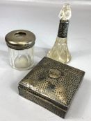 Collection of Hallmarked silver items to include Hammered Silver cigarette box by James Deakin &