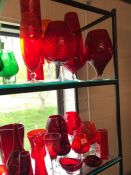 Large collection of modern red coloured glassware, circa 35 pieces