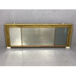 Oblong gilt framed triptych mirror, approx 158cm x 63cm