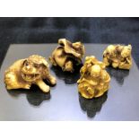 Four Japanese Netsuke one signed