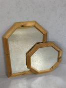 Pair of pine framed mirrors, the largest approx 93cm x 63cm