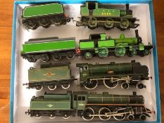 Railway HO / OO, four locomotives and tenders to include Hornby