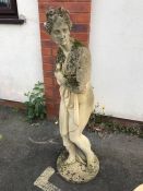Garden statue of scantily clad lady, approx 120cm high (A/F)