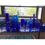 Large collection of modern blue coloured glassware, circa 35 pieces