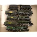 Railway HO / OO, collection of five Southern locomotives and tenders to include Bachmann