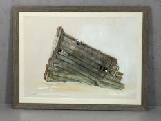 D A Rapkins (20th Century), watercolour study of a shipwreck, approx 73cm x 53cm, framed and glazed