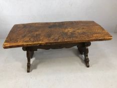 Gothic style refectory table in the style of Jack Grimble of Cromer, approx 168cm x 73cm x 74cm