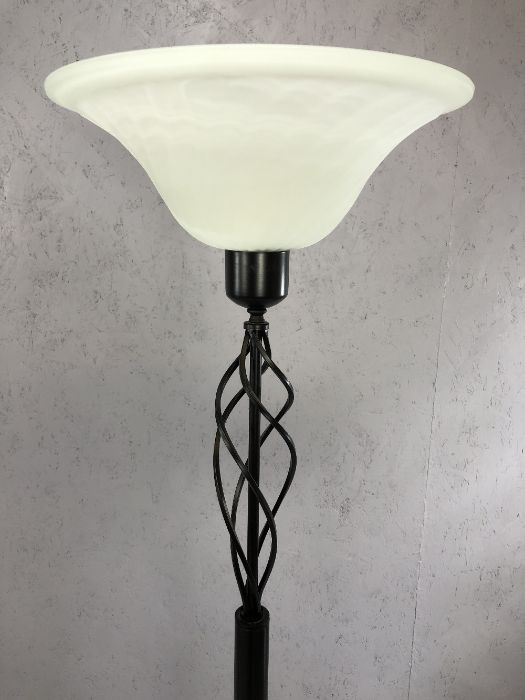 Modern black metal and glass standard lamp and uplighter, the tallest approx 178cm tall - Image 2 of 4