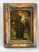 Miniature painting depicting Saint Anthony of Padua with the Christ Child and holding white lilies