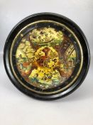 Hand Painted Chinese plate mounted in a black & gilt circular frame overall diameter approx 33.5cm