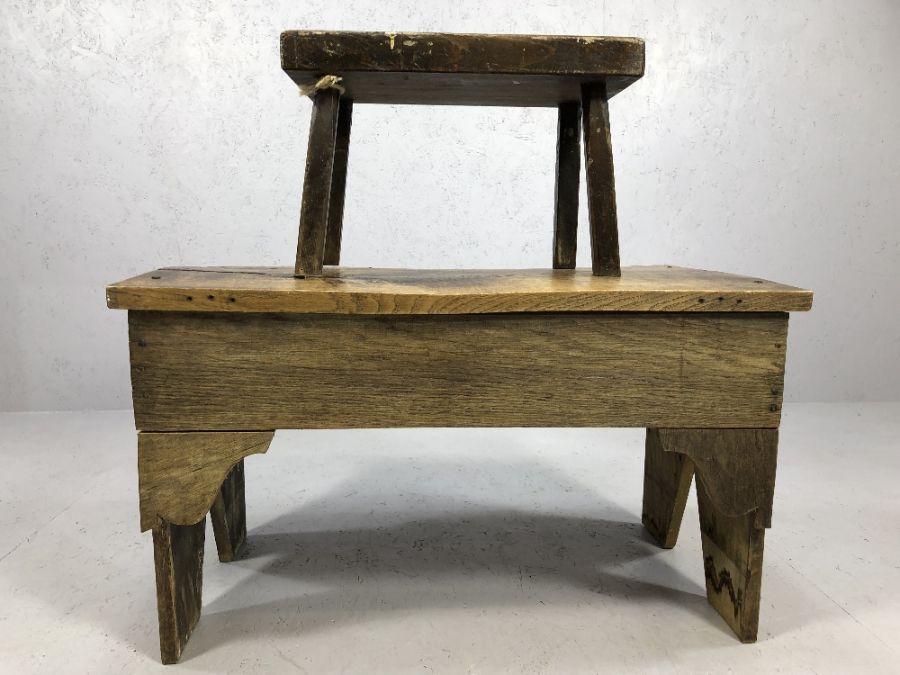 Two rustic vintage tables or stools - Image 2 of 4