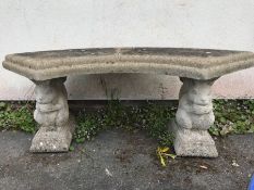 Curved garden bench on squirrel bases