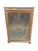 Single glass door Arts and Crafts style display cabinet on turned feet, approx 78cm x 29cm x 112cm