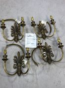 Set of four boxed cast brass Fleur de Lis design double arm wall lights by Jim Lawrence