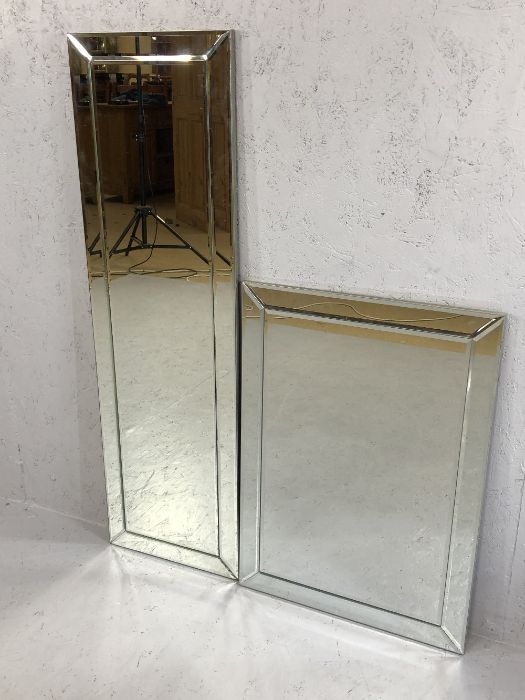 Two contemporary oblong bevel edged mirrors, the larger approx 116cm x 35cm (2) - Image 3 of 3