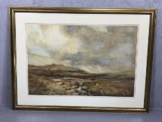 T. BINMORE, watercolour of a moorland scene, signed lower left, approx 70cm x 46cm, framed