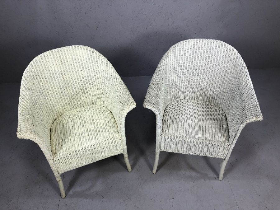 Pair of white Lloyd Loom chairs - Image 2 of 5