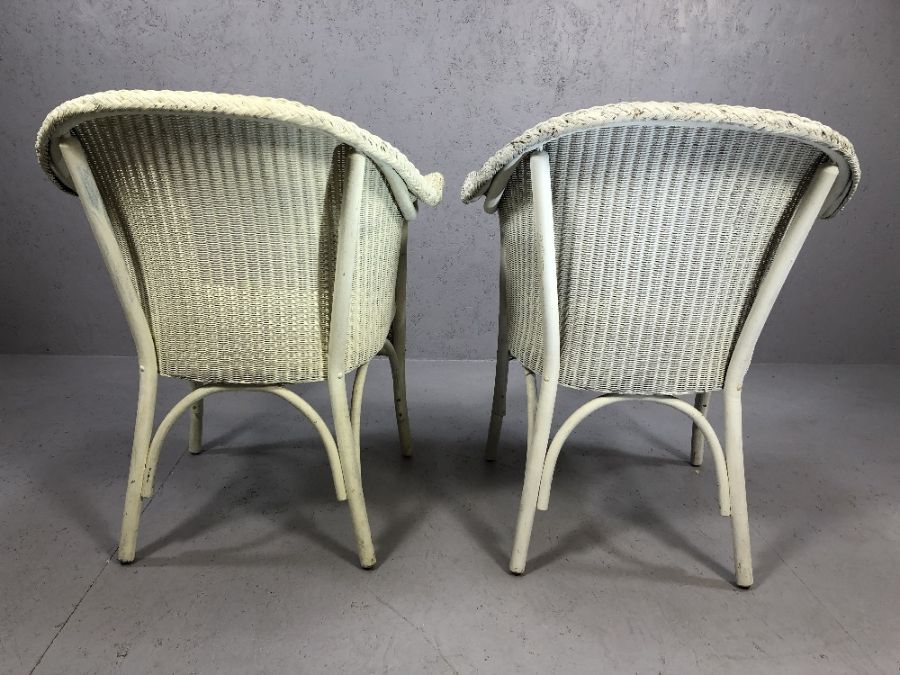 Pair of white Lloyd Loom chairs - Image 4 of 5