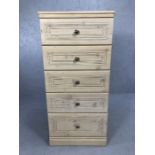 Modern lime waxed effect tall boy with five drawers, by Alstons of Ipswich, approx 57cm x 41cm x