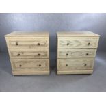 Modern pair of lime waxed effect chests of three drawers, by Alstons of Ipswich each approx 76cm x