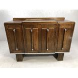 Art Deco sideboard with chrome features, large cupboard to centre and two side cupboards, approx