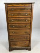 Edwardian specimen cabinet with flight of seven graduated drawers, approx 61cm x 42cm x 122cm