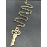 9ct Gold Hallmarked Chain a 9ct Gold key total weight approx 16g