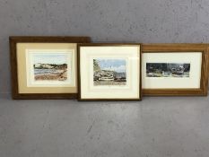 Two framed limited edition prints by Glyn Marsh, 'Seaton Hole' and 'Beer', along with one further