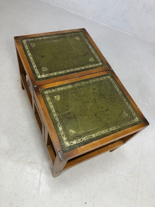 Metamorphic library table with green leather inserts that transforms into library steps - Image 4 of 5