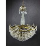 Crystal glass Empire style chandelier, approx 50cm x 40cm