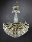 Crystal glass Empire style chandelier, approx 50cm x 40cm