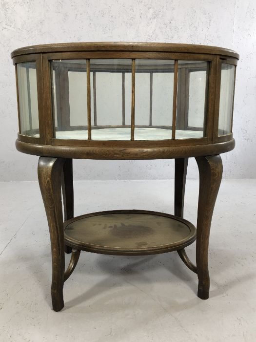 Oak framed glass panelled silver table with shelf beneath, on serpentine legs, upper glass has - Image 2 of 5