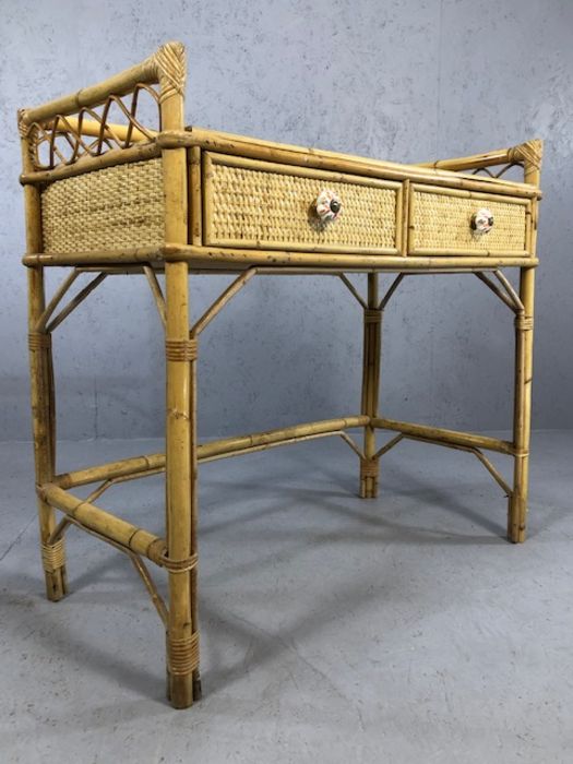 Bamboo and wicker dressing table with two drawers and ceramic handles, approx 91cm x 47cm x 86cm - Image 6 of 6