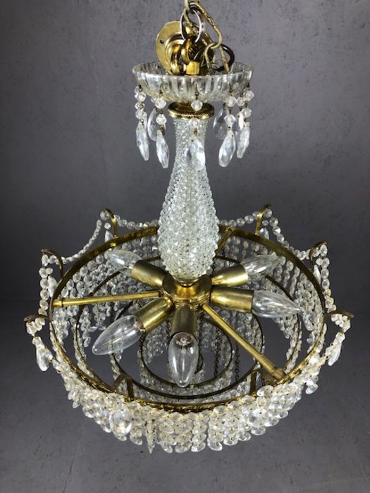 Crystal glass Empire style chandelier, approx 50cm x 40cm - Image 2 of 5