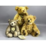 Collection of three Steiff jointed teddy bears, Steiff gold buttons to ears, two with original tags,