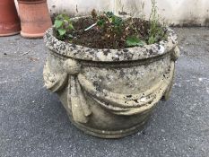 Single concrete planter with swag detailing