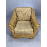 Wicker conservatory armchair with cushions