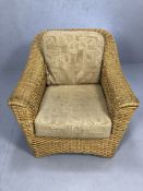 Wicker conservatory armchair with cushions