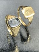 Two 9ct Gold signet rings total weight approx 5.5g