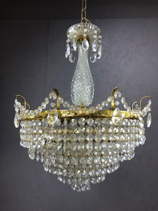 Crystal glass Empire style chandelier, approx 50cm x 40cm - Image 3 of 5