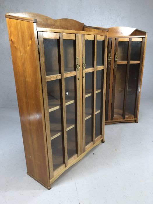 Pair of glass-fronted bookshelves / cabinets, each approx 81cm x 26cm x 118cm tall - Image 3 of 5