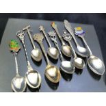 Silver spoons of various designs English hallmarked silver plus foreign silver total weight 100g