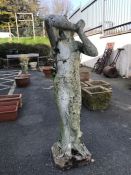 Tall stone garden statue of a woman, approx 115cm in height