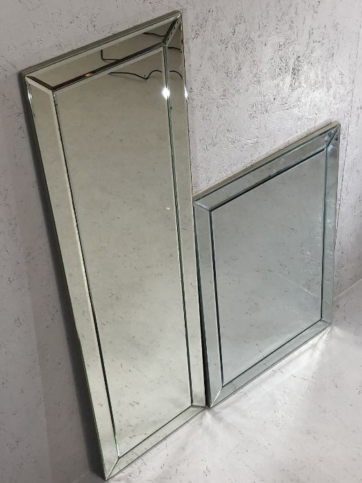 Two contemporary oblong bevel edged mirrors, the larger approx 116cm x 35cm (2) - Image 2 of 3